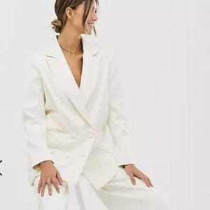 NWT Asos Bridal Suit Satin Double-Breasted Blazer and Wide-legged Pants